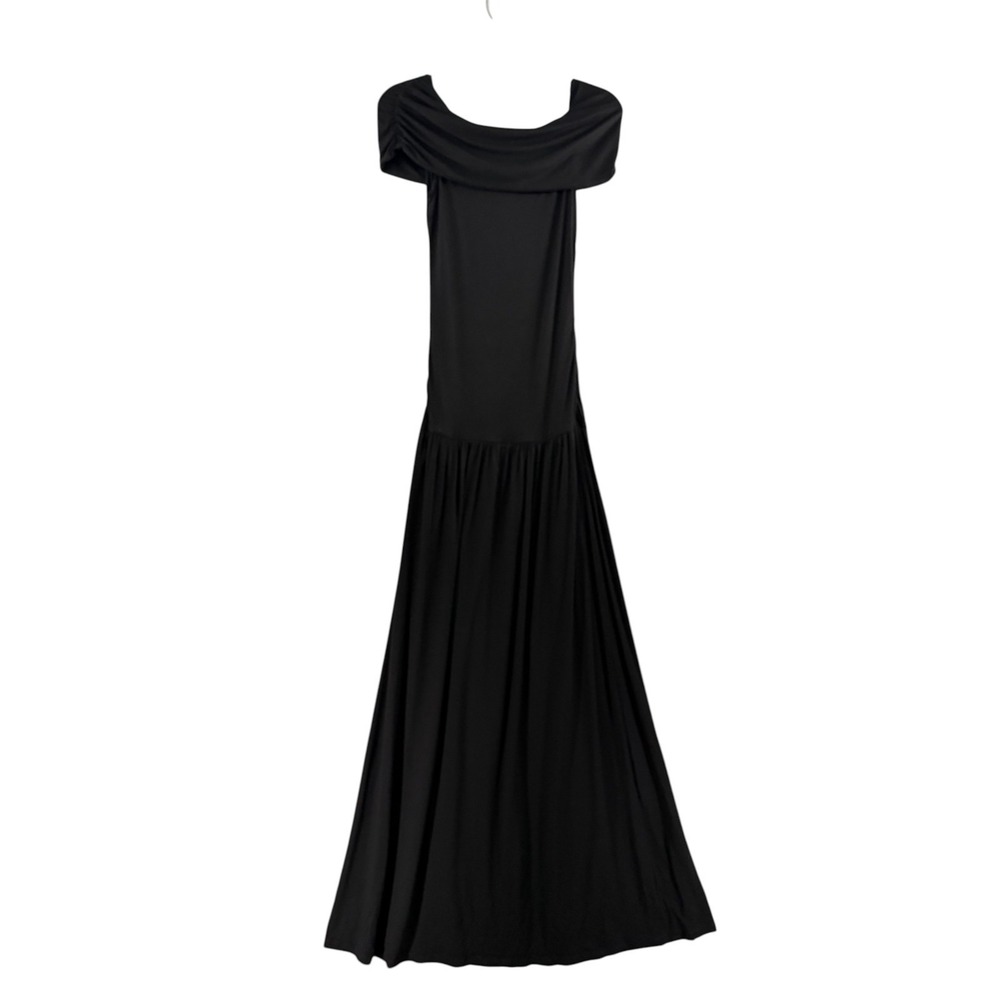 Claire Rose Na-kd Maxi Dress Womens XS Black Off Shoulder Low Waist Minimalist‎